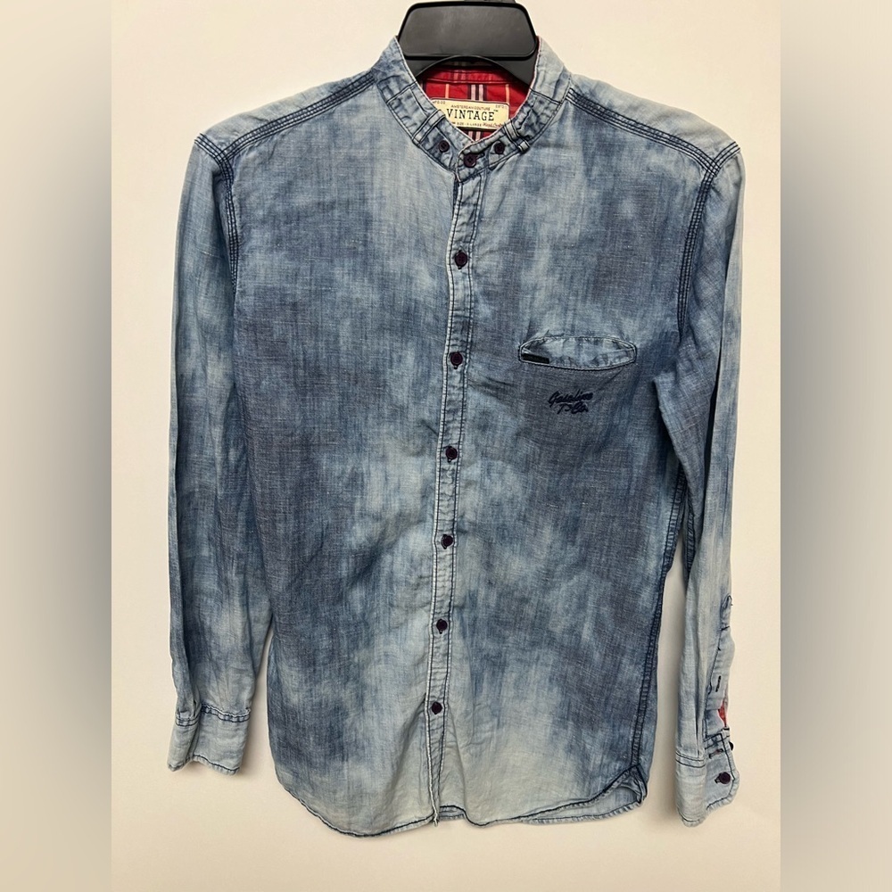 AMSTERDAM COUTURE MEN’S VINTAGE SHIRT SIZE XL SLIM   LIGHT/MEDIUM SHADED DENIM - Picture 7 of 10